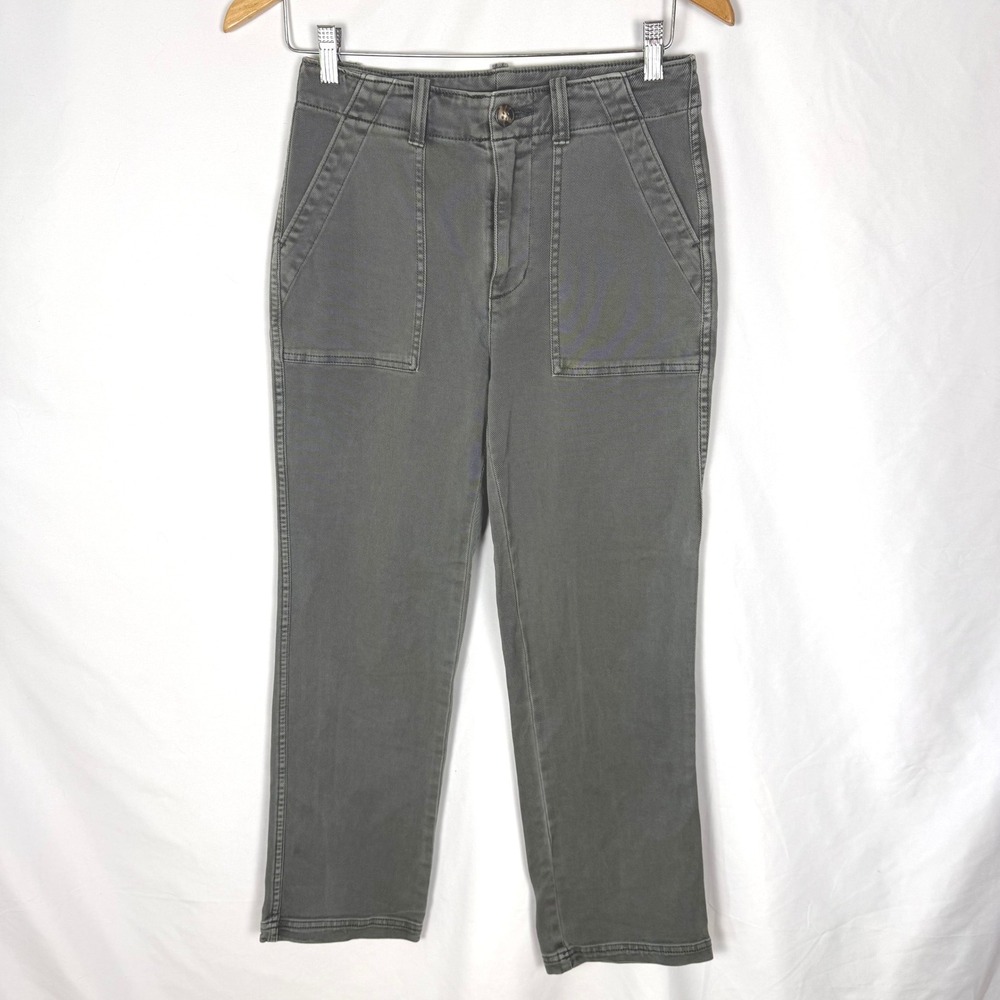 Faherty Womens Stretch Terry Patch Pocket Utility Pant Island Olive Green Est XS